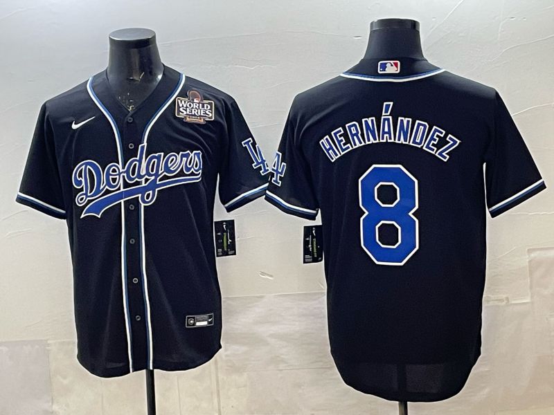 Men 2025 Nike Los Angeles Dodgers #8 Hernandez Black MLB Jersey style 0011
